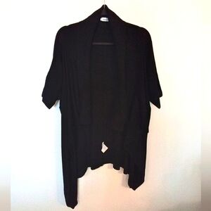 Ricki's Women's Black Short Sleeve Open Front Waterfall Cardigan Medium